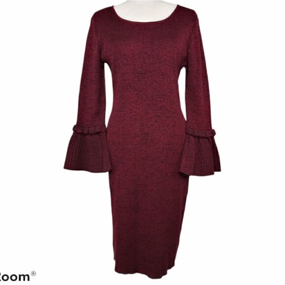 Nina Leonard Scoopneck Pleated Sleeve Shift Dress - Picture 4 of 15